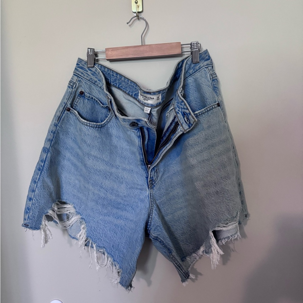 Abercrombie & Fitch Light Blue Distressed Jean Shorts